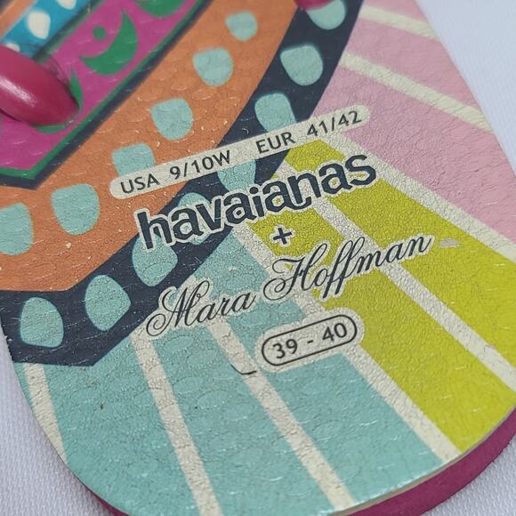Havianas + Mara Hoffman Flip Flops 9/10 Womens Sandals Pink Rainbow Colorful - Picture 3 of 9